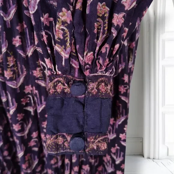 Vintage 70s Phool Indian Cotton Gauze Block Print Peasant Dress Size 4 Boho - Picture 12 of 16